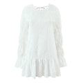 Women Clothing Fashionable Embroidery Three Dimensional Floral Backless Horse Hoof Sleeve Dress