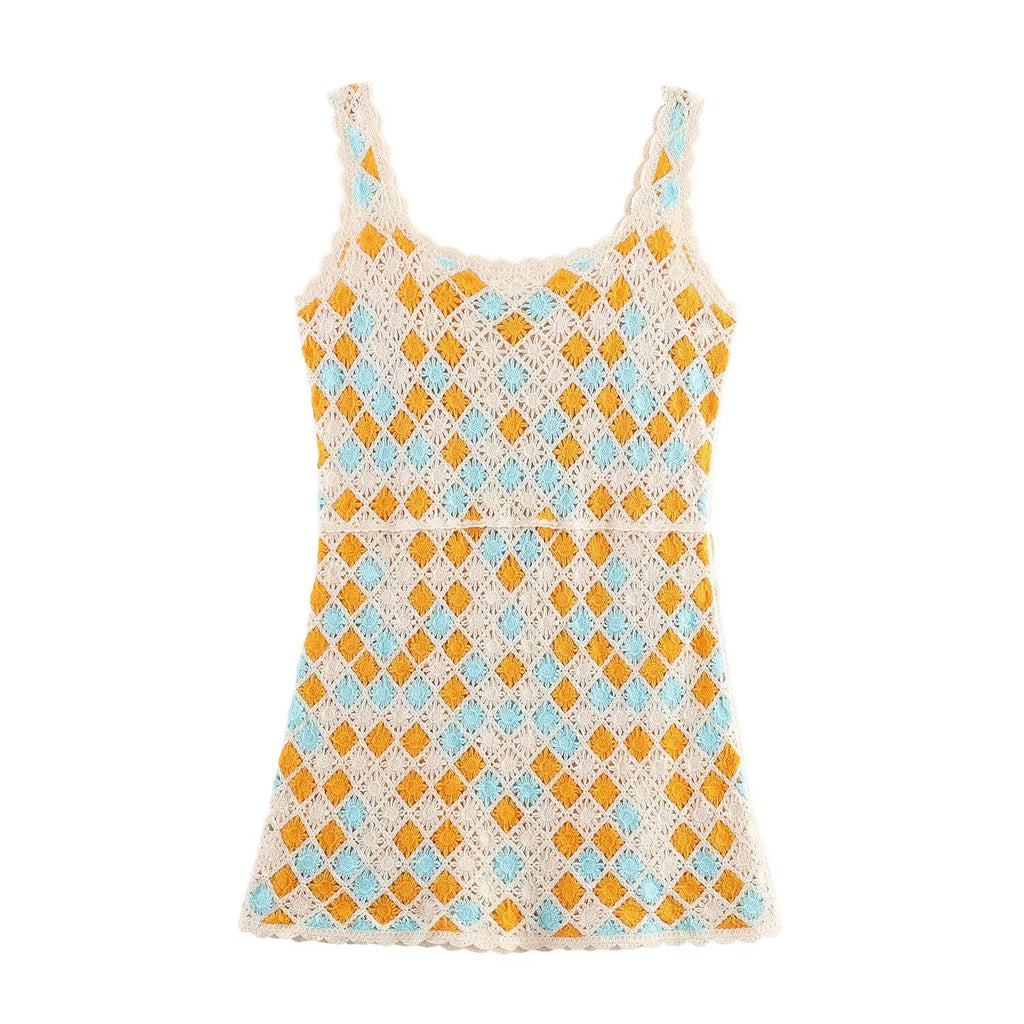 Women Clothing Fall Cute Youth Looking Girlish Crochet Vest Dress