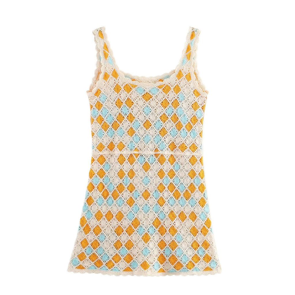 Women Clothing Fall Cute Youth Looking Girlish Crochet Vest Dress