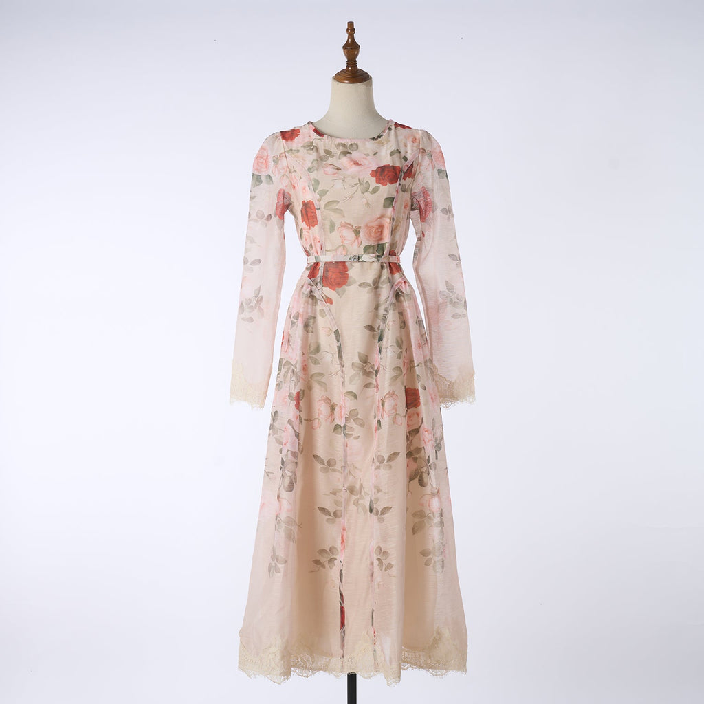 Women Printed Long Sleeved Summer And Autumn Vacation Dress