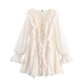 Elegant Women Clothing V neck Chiffon Multi Layer Ruffled Dress