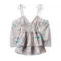 Women Clothing Autumn Short Sexy Wind Backless Design Slimming Lotus Leaf Printed Dress