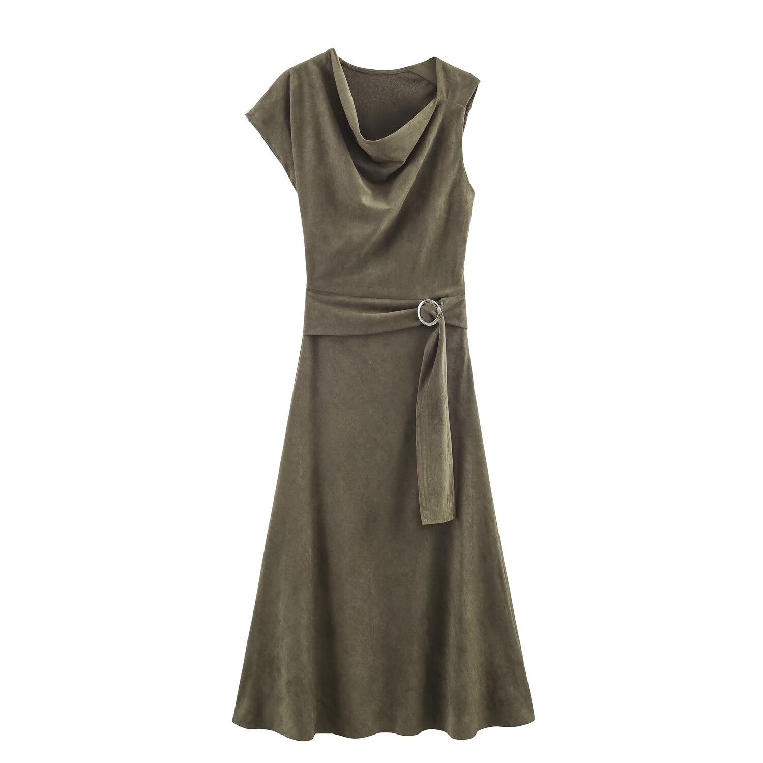 Women Clothing at Suede Effect Asymmetric Dress