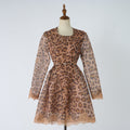 Women Elegant Printed Leopard Print Linen Wrap Around Dress