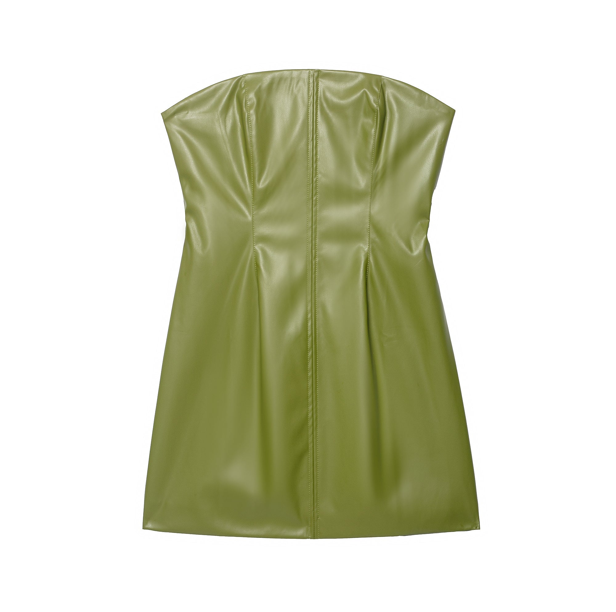 Women Clothing Fall Retro Street Sleeve Leather Dress