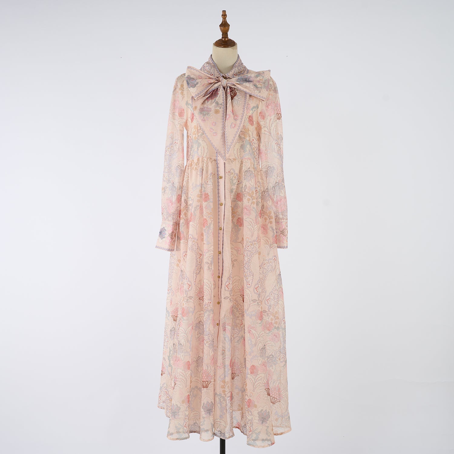 Women Spring Autumn Two Piece Set Printed Single Breasted Maxi Dress