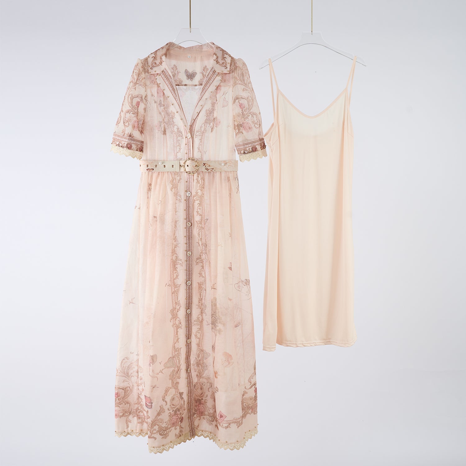 Women Summer Printed Buttons Stand Up Collar Maxi Dress