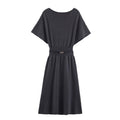 Women with Belt Knitted Mid Length Dress
