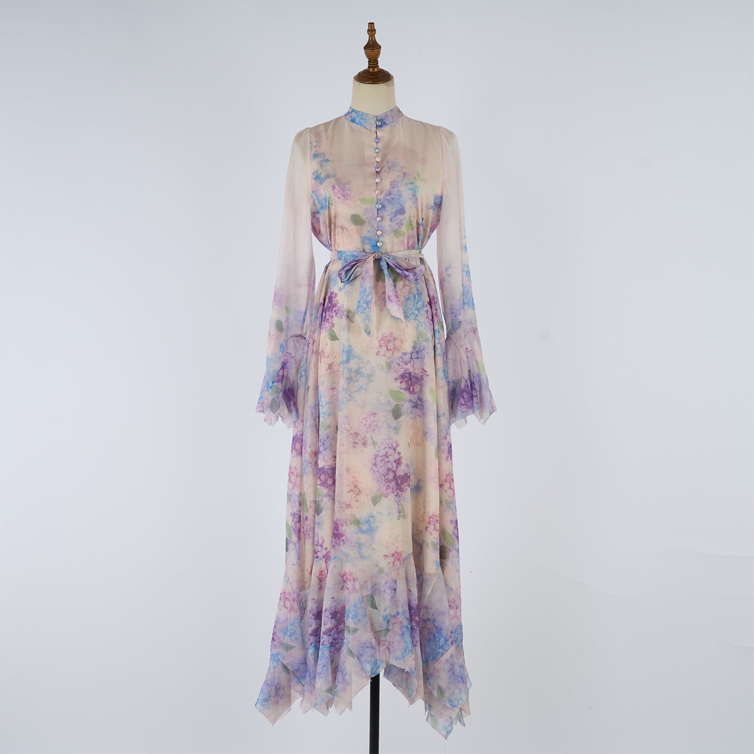 Women Printed Button Up Long Dress