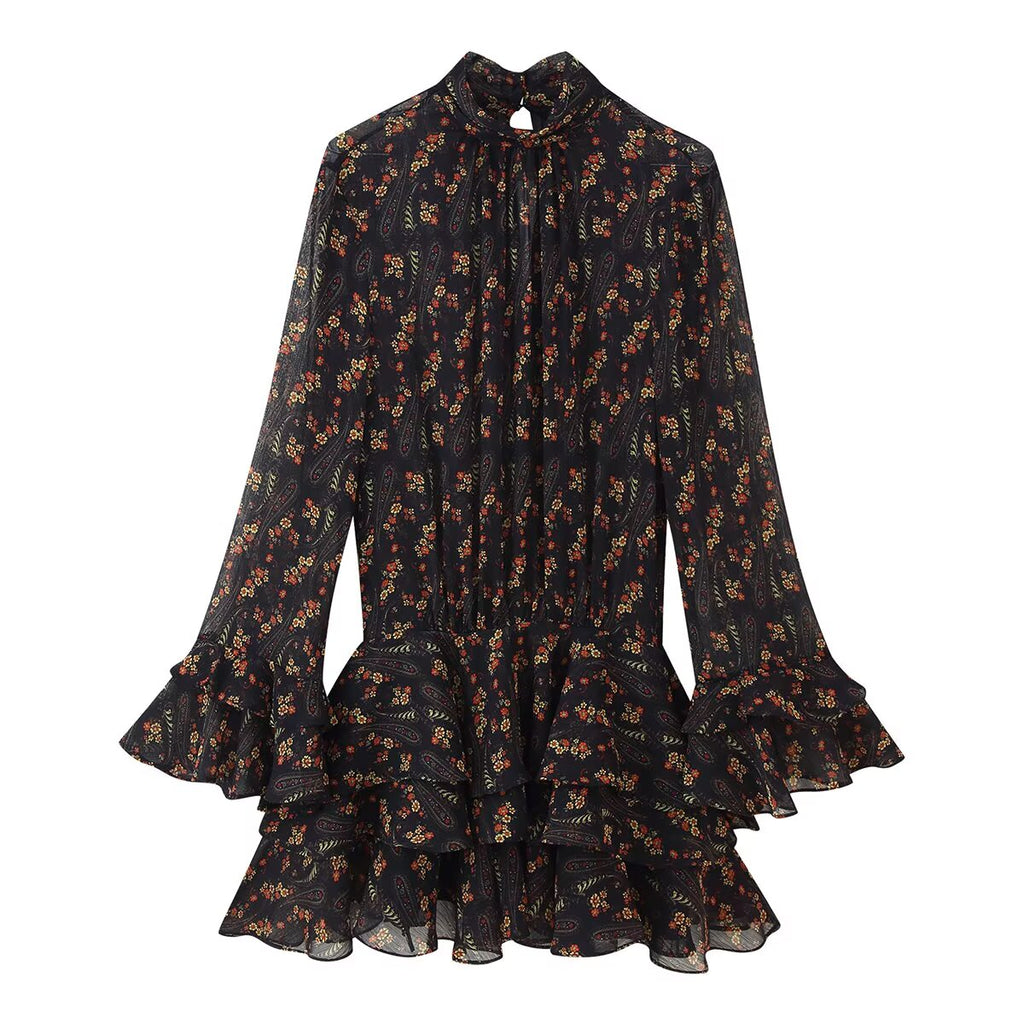 Women Clothing Western Floral Print Seersucker Dress