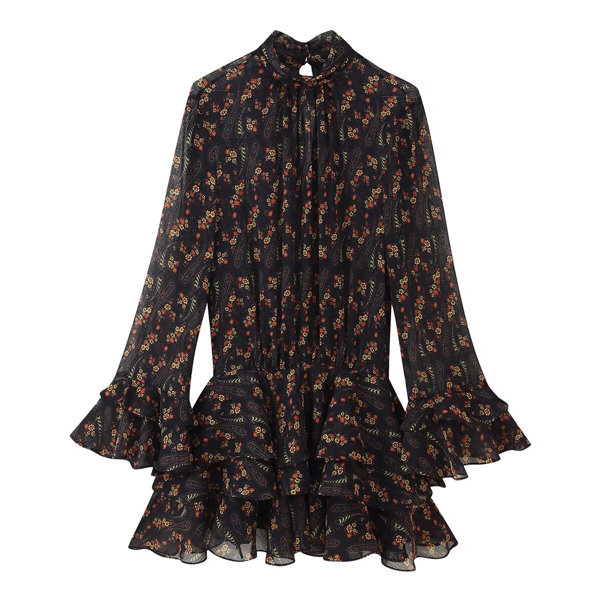 Women Clothing Western Floral Print Seersucker Dress