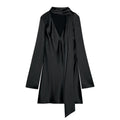 Autumn Women Coat Silk Satin Texture Scarf Dress