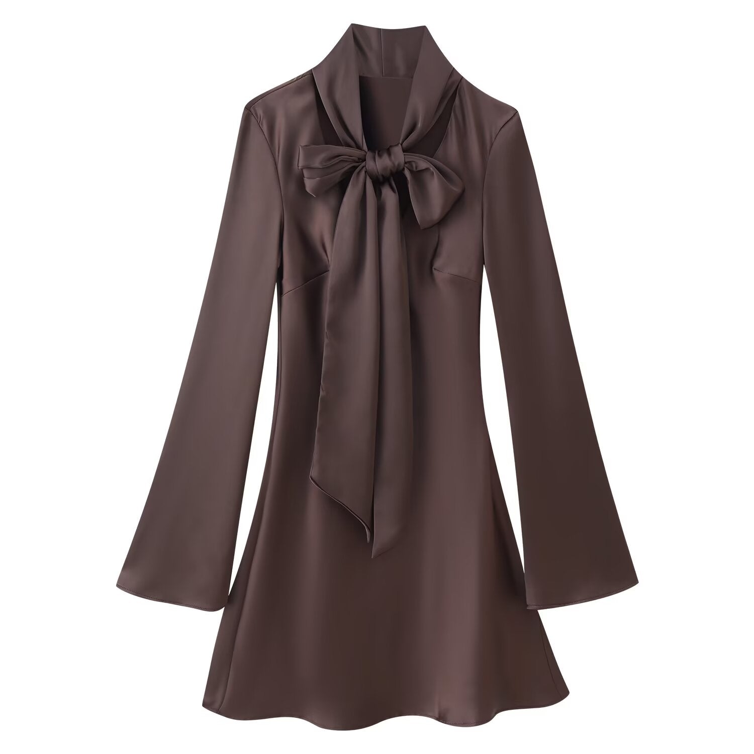 Autumn Women Coat Silk Satin Texture Scarf Dress