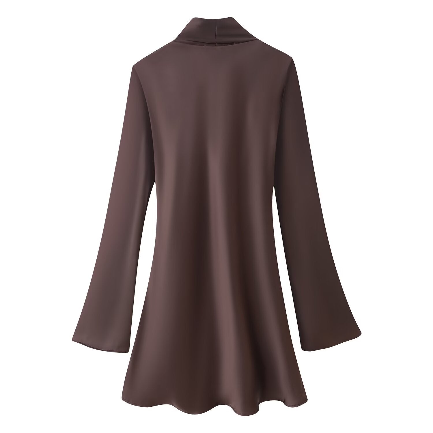 Autumn Women Coat Silk Satin Texture Scarf Dress
