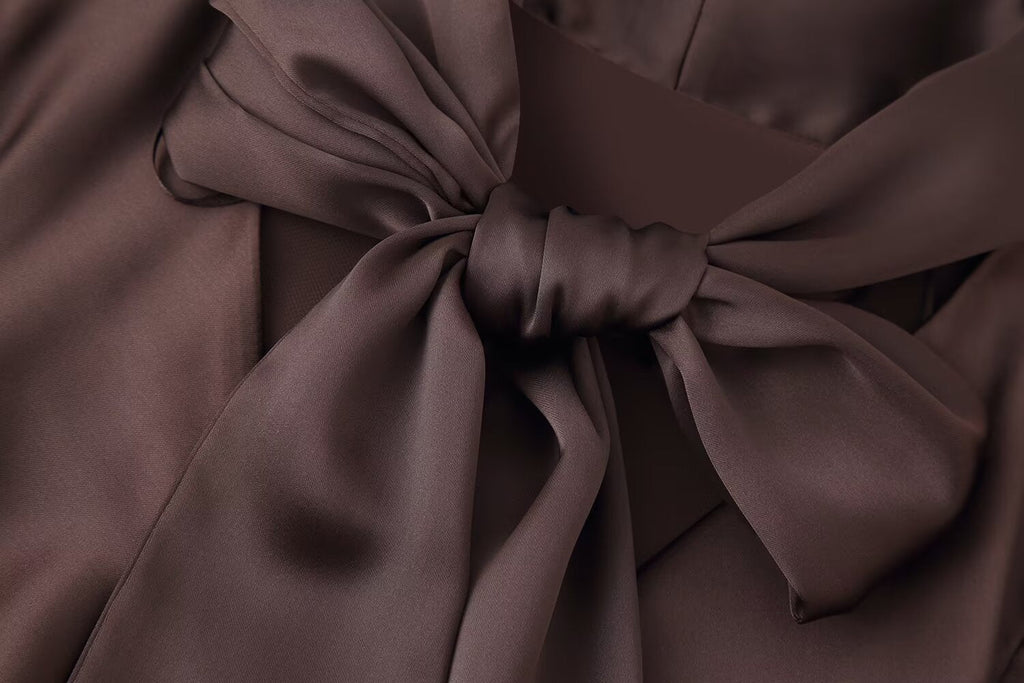 Autumn Women Coat Silk Satin Texture Scarf Dress