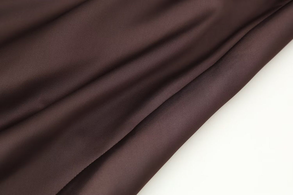 Autumn Women Coat Silk Satin Texture Scarf Dress