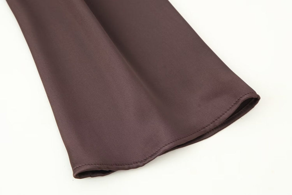 Autumn Women Coat Silk Satin Texture Scarf Dress