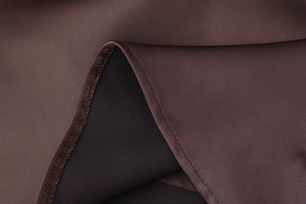 Autumn Women Coat Silk Satin Texture Scarf Dress