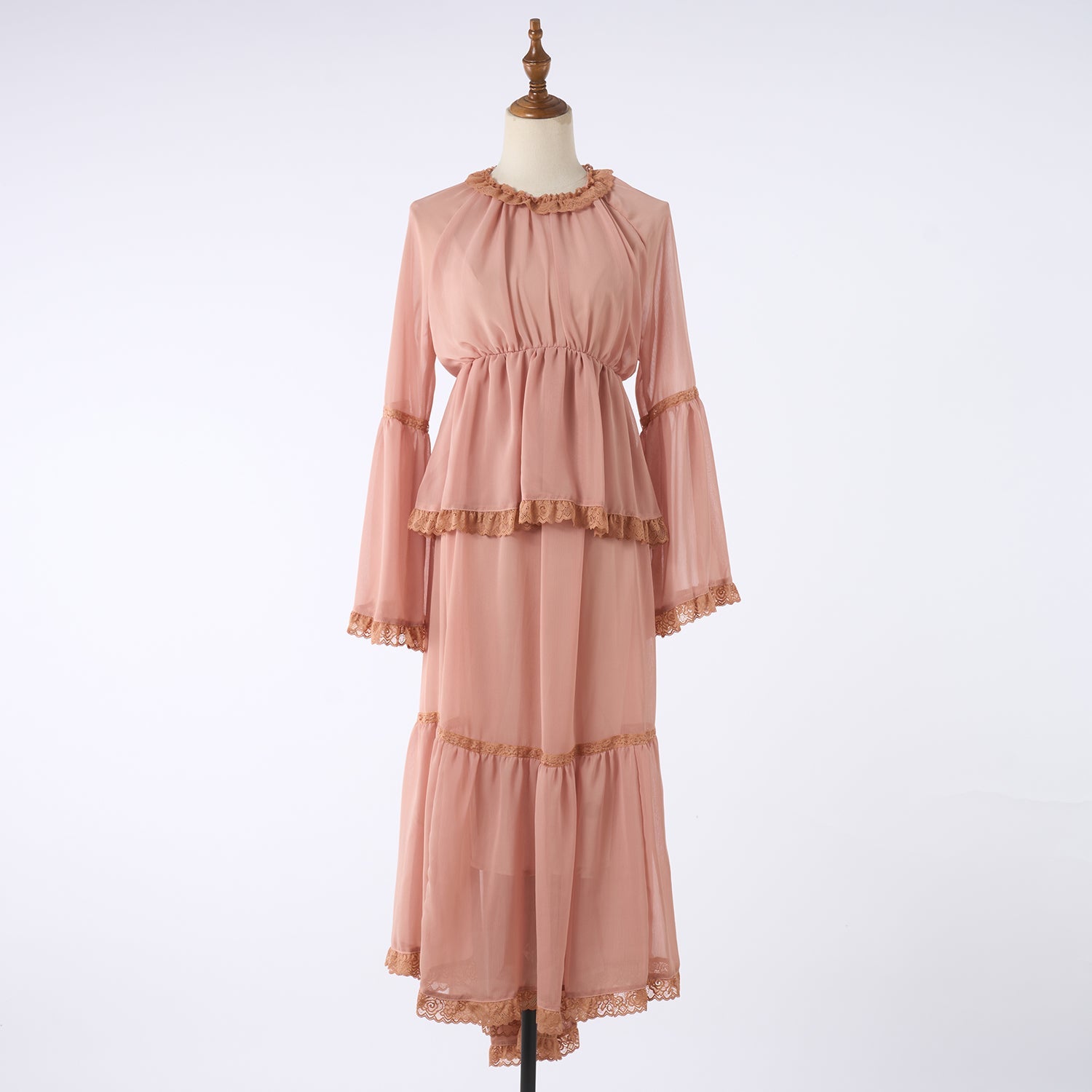 Woman Dress With Ruffled Edge Trim