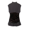 Women Clothing Winter Velvet Stitching Laminated Decoration Short Dress