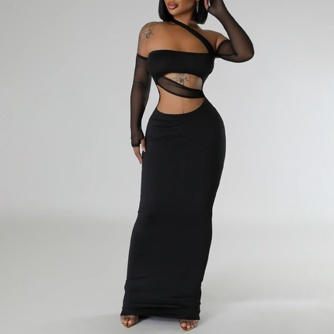 Women Wear Arrival Sexy Sheer Mesh Stitching Dress