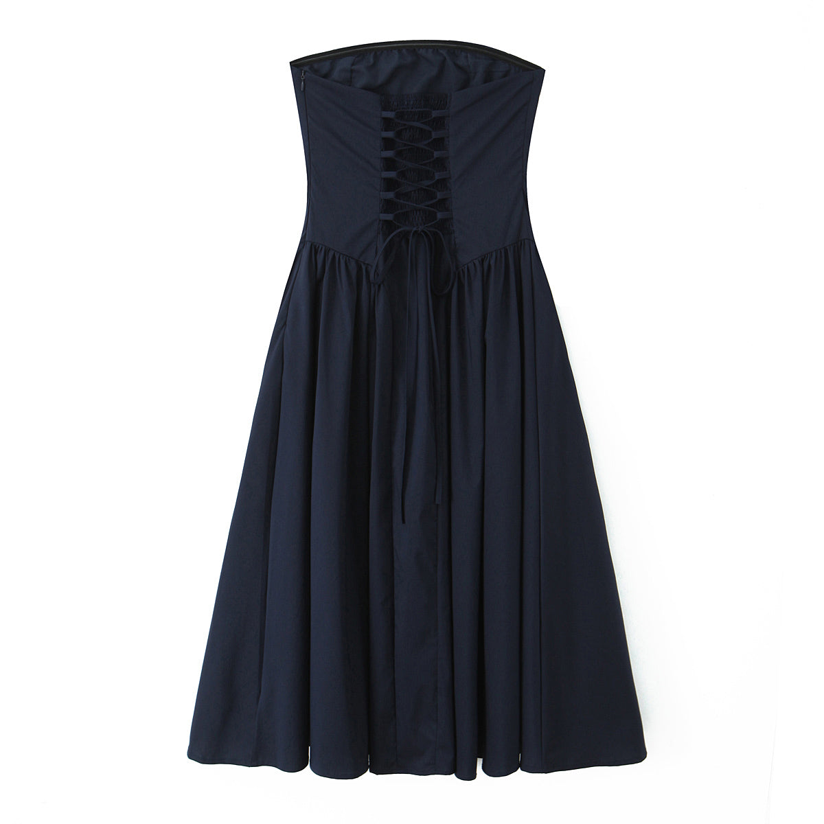 French Elegant Retro Vacation Elegant Sexy Tube Top Lace up Waist Controlled Slimming Dress