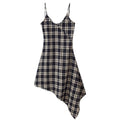 Women All Match Asymmetric Plaid Dress