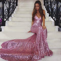 Spring Summer Women Clothing Maxi Dress Sleeveless Strap Dress V neck Sequ Backless Evening Dress