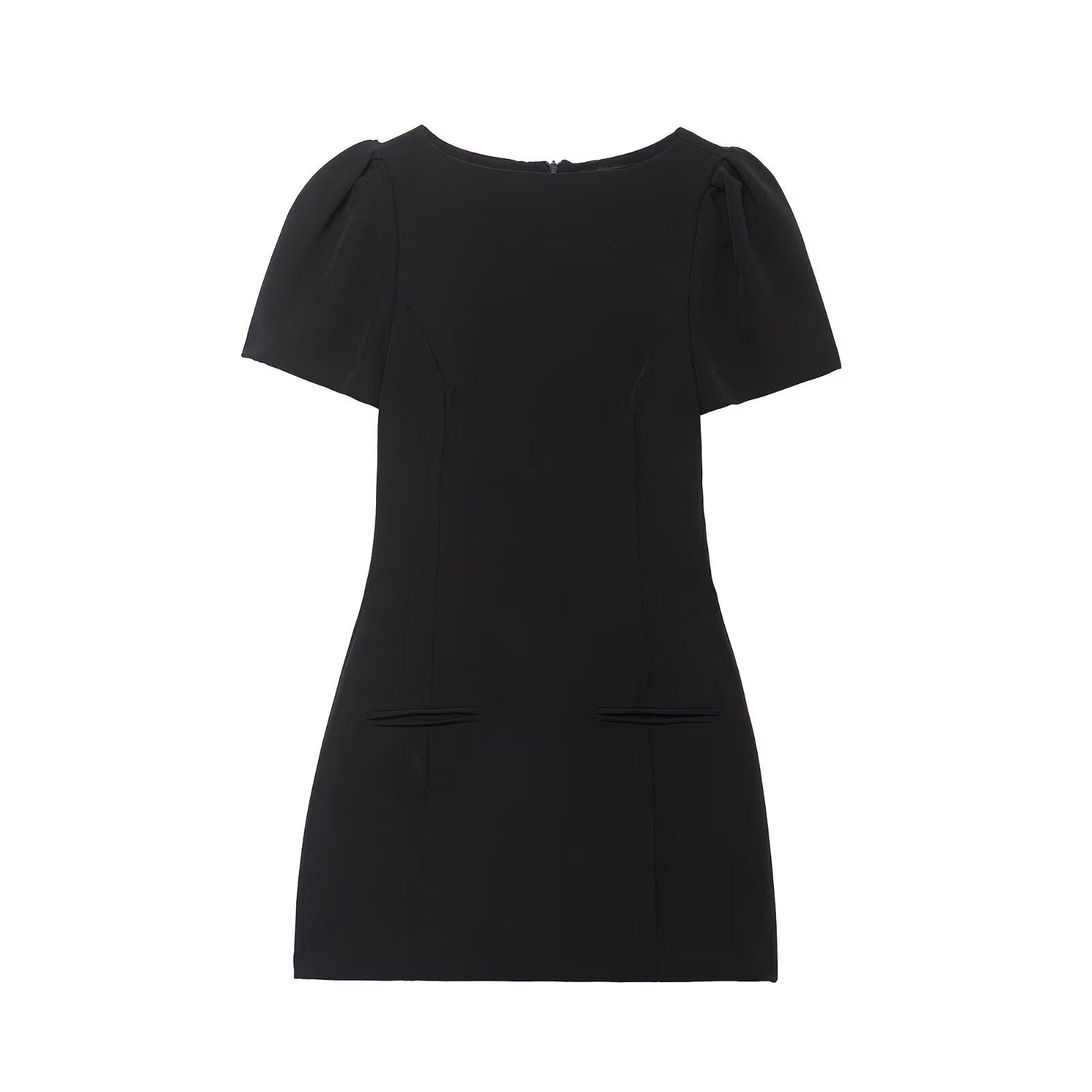 Homemade Women Clothing Short Pleated Pocket Dress