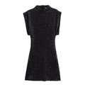 Summer Sweet Fresh Elegant Vacation Padded Shoulder Sequ Dress