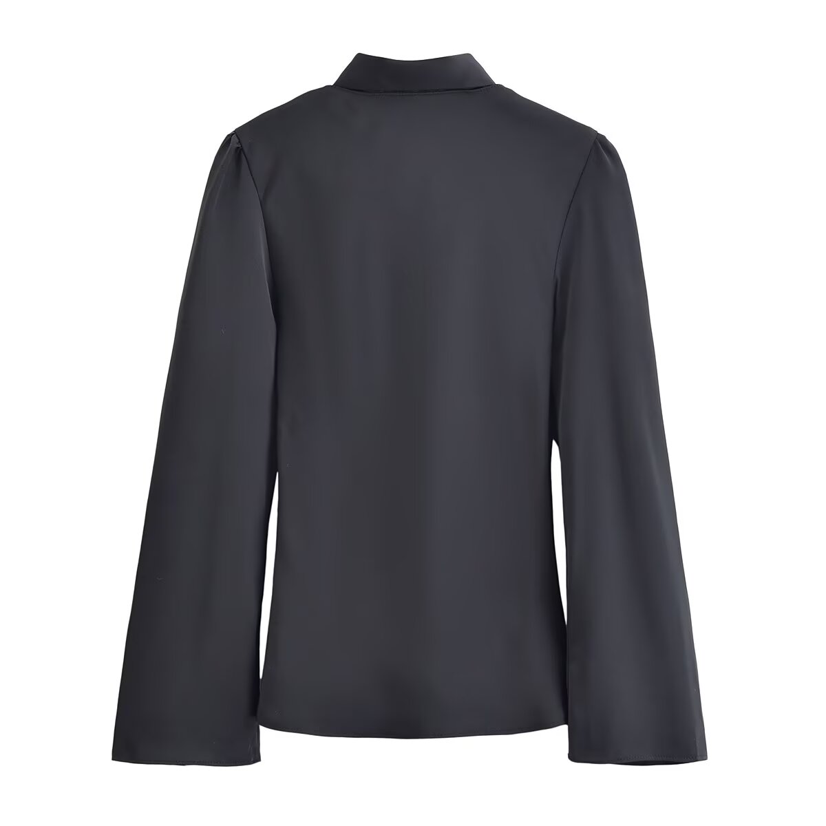 Women Clothing Winter Elegant Silk Satin Texture V neck Scarf Shirt