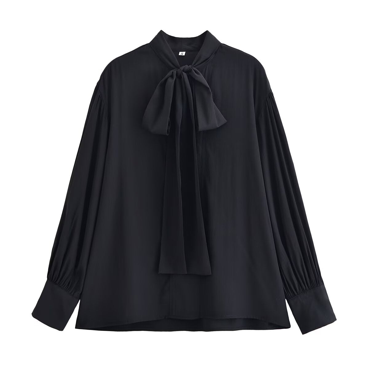 Women Clothing Winter Shirt Loose Bow Decoration Drape Shirt