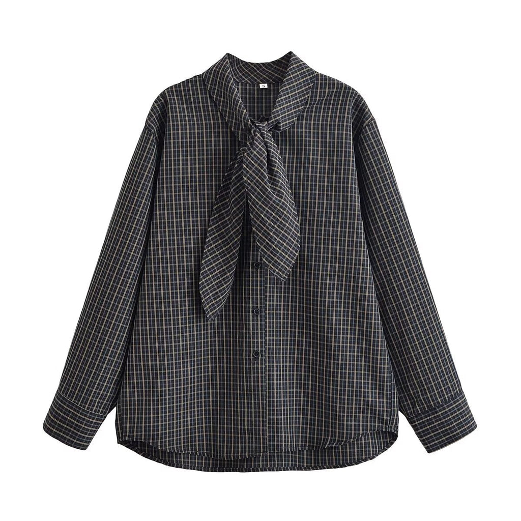 Women Clothing Cotton Scarf Plaid Shirt