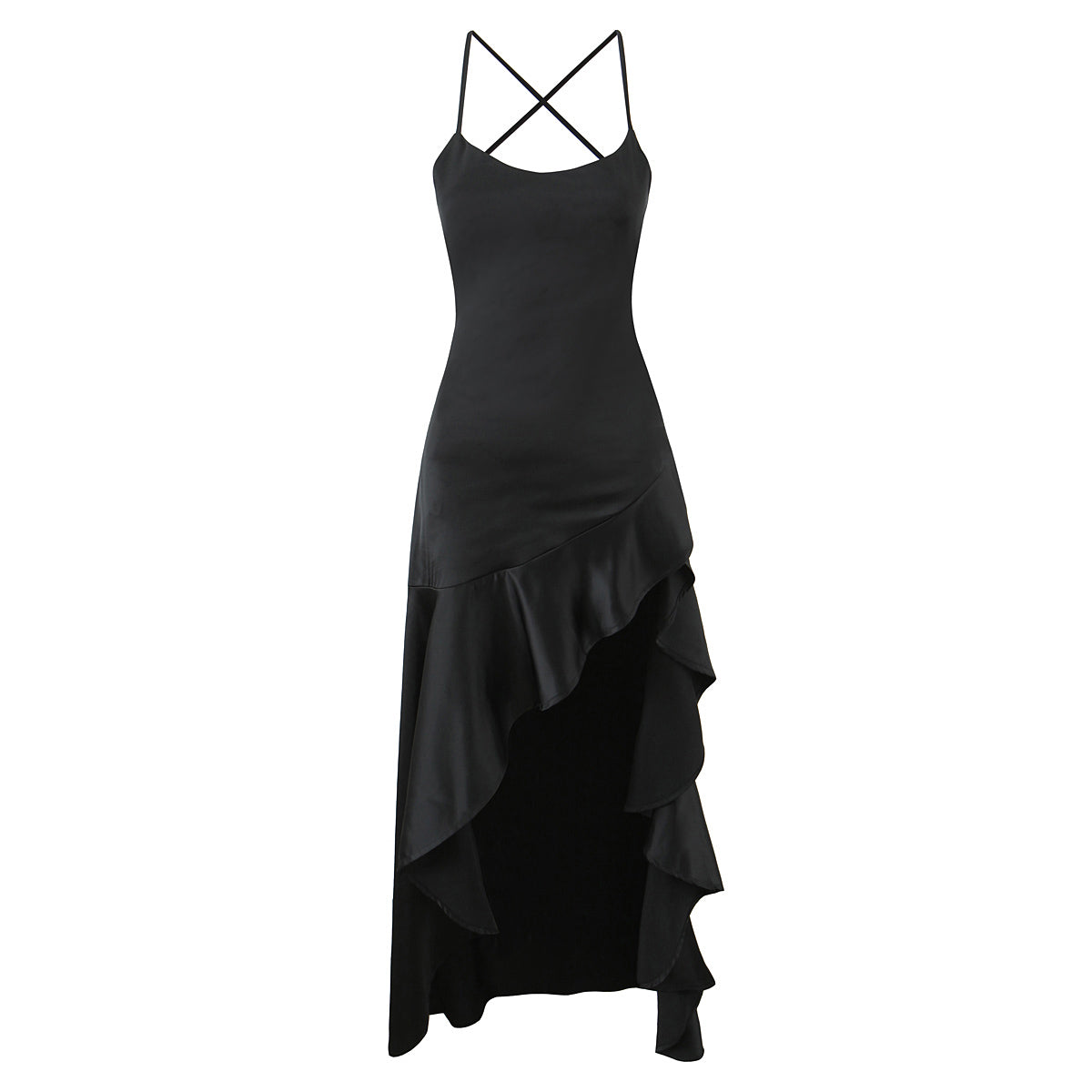 Women Clothing Fashionable Western Irregular Asymmetric Sexy Split Dress