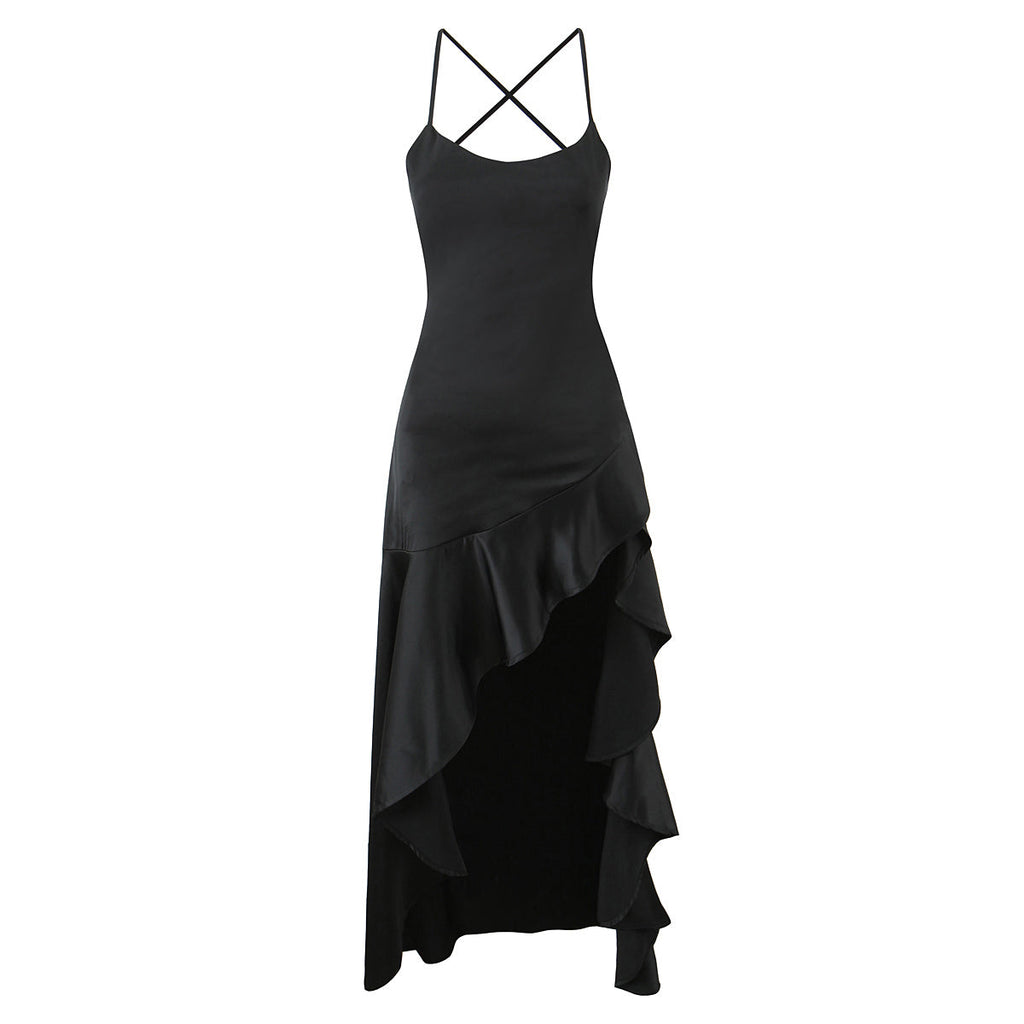 Women Clothing Fashionable Western Irregular Asymmetric Sexy Split Dress