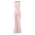 Slim Fit Standard Pleating Twisted Sleeveless Dress Women Summer Elegant Backless Tight Waist Sexy Maxi Dress