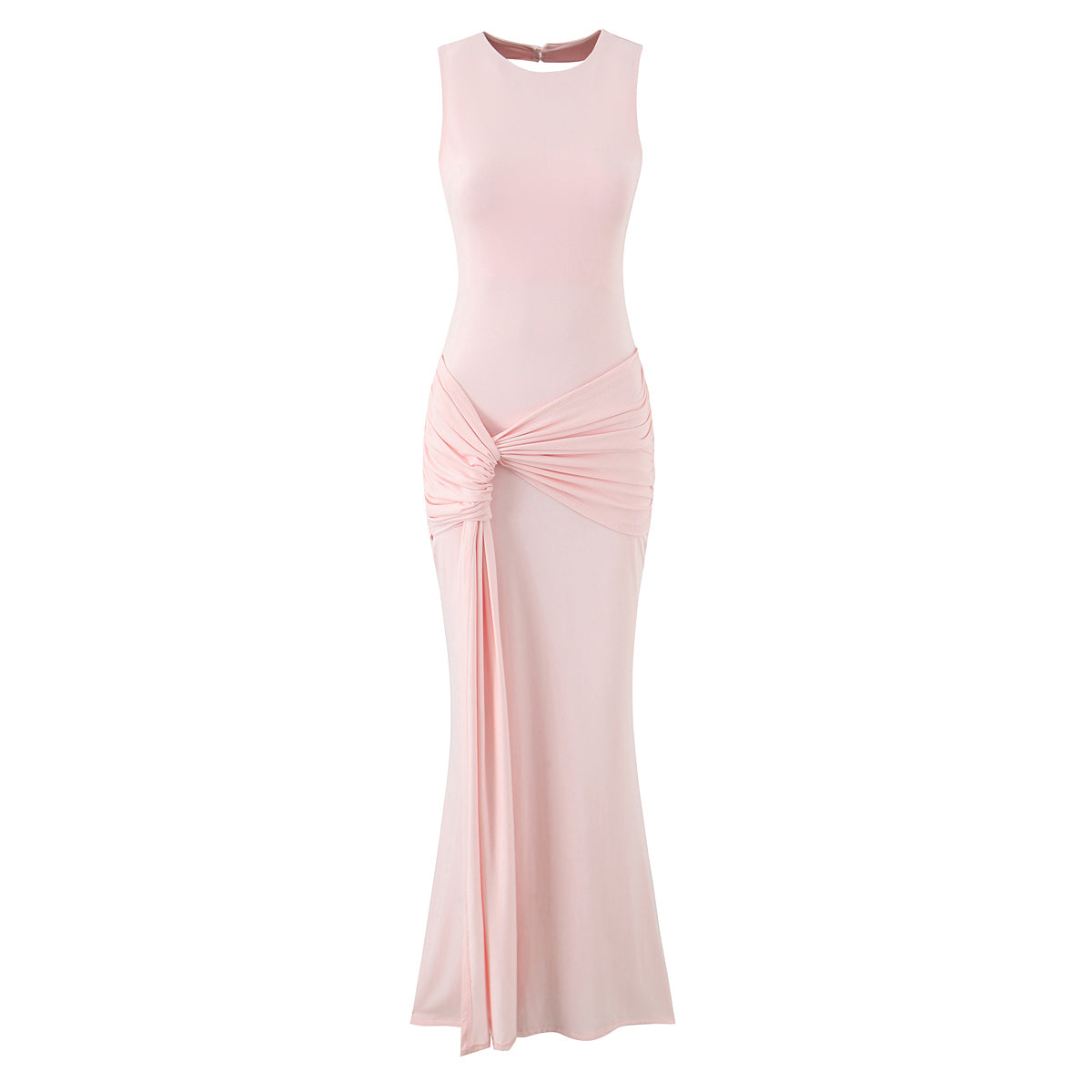 Slim Fit Standard Pleating Twisted Sleeveless Dress Women Summer Elegant Backless Tight Waist Sexy Maxi Dress