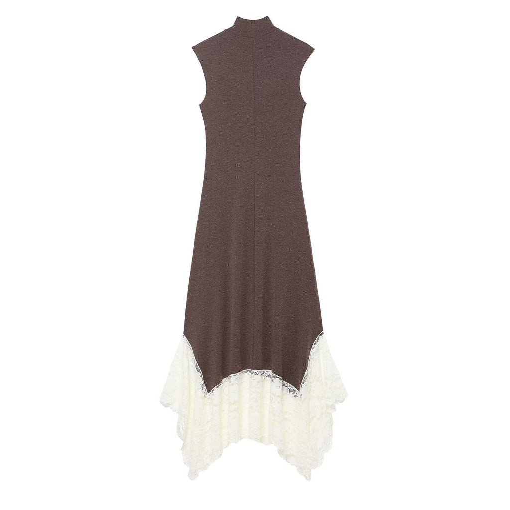 Women Clothing Lace Stitching Maxi Dress