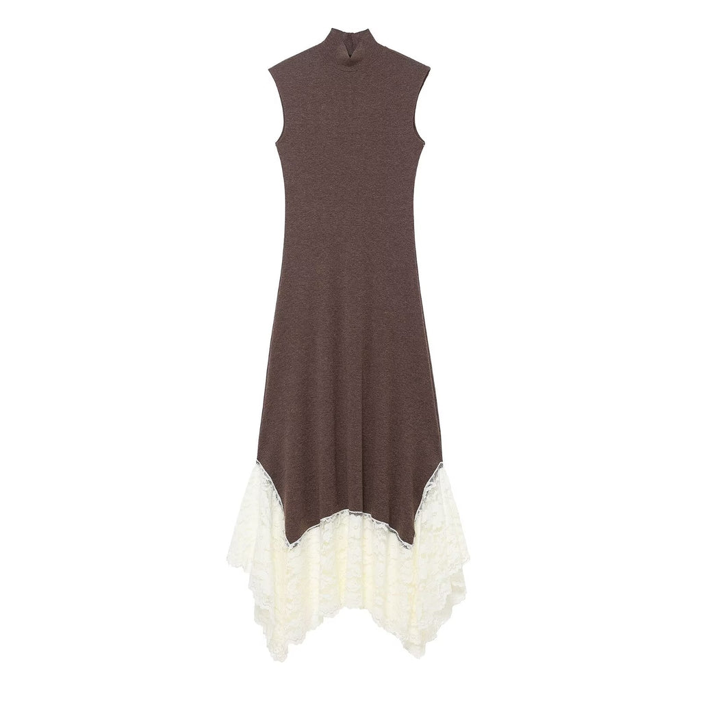 Women Clothing Lace Stitching Maxi Dress