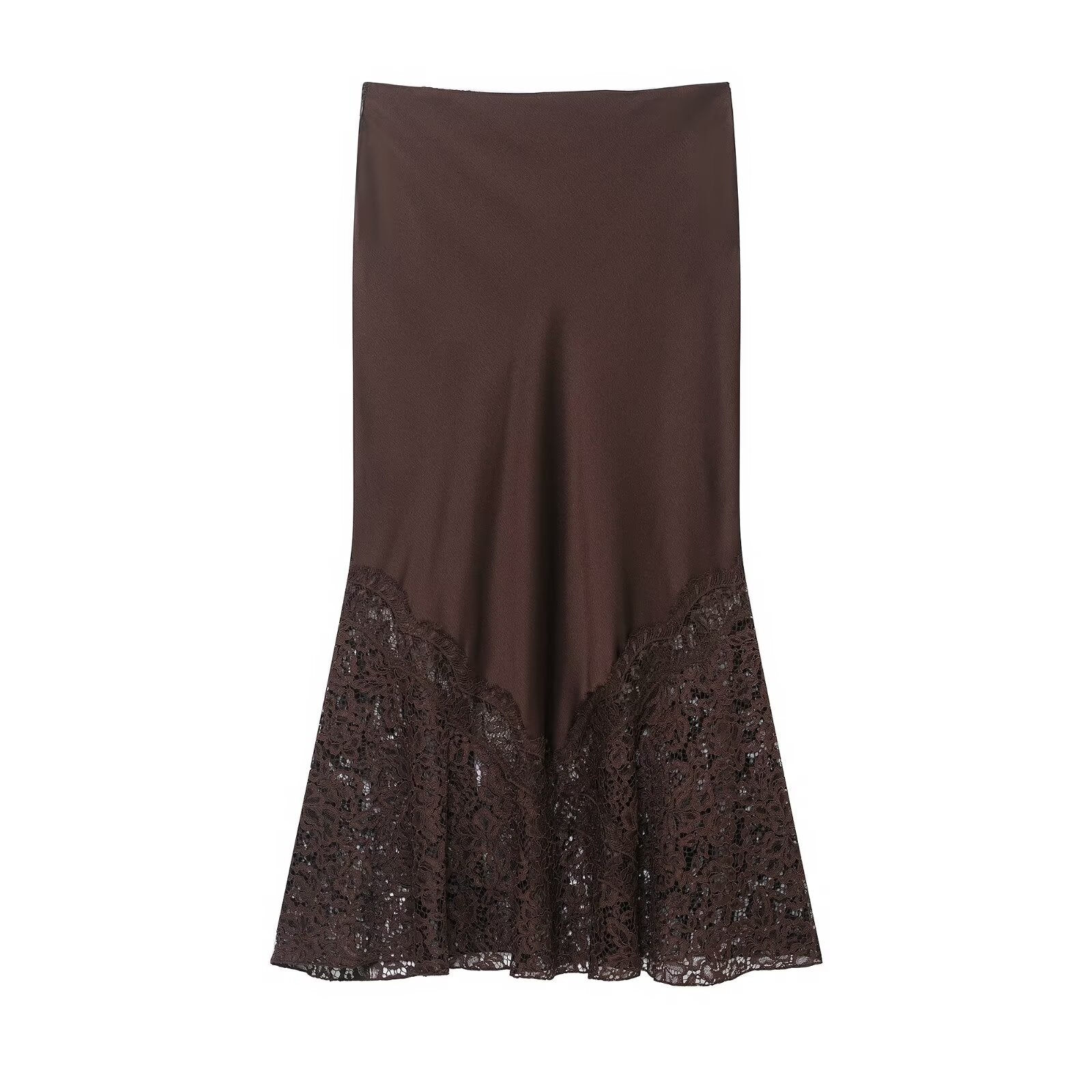 Women Lace Silk Satin Skirt