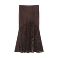 Women Lace Silk Satin Skirt