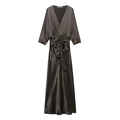 Women Clothing Silk Satin Texture Double Breasted Waist Controlled Lace up Dress