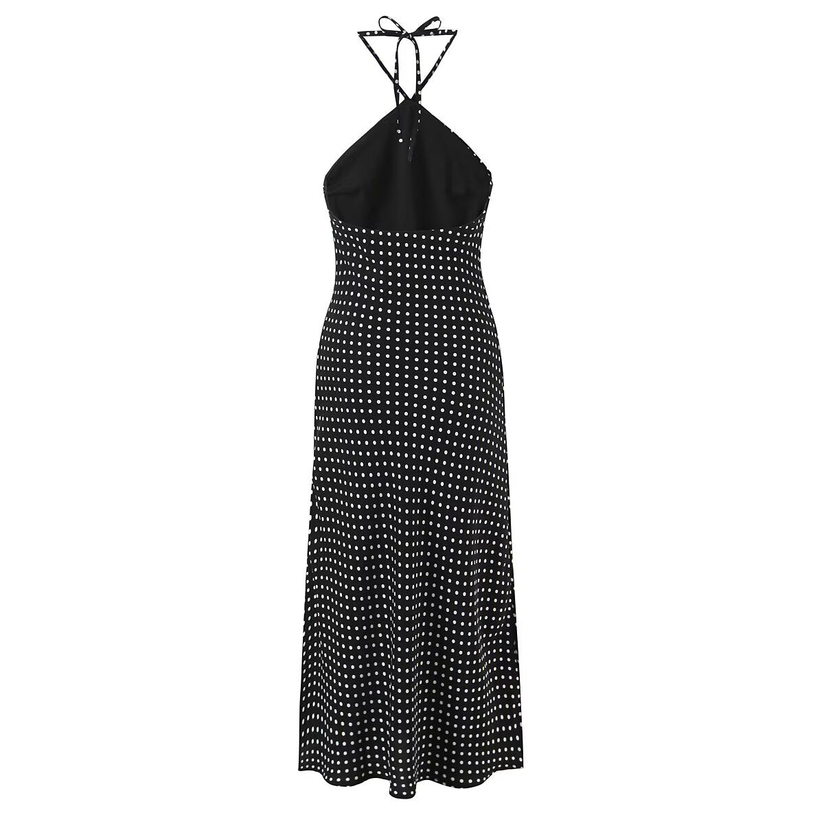 Women Clothing French Vacation Polka Dot Backless Sexy Halter Cami Dress