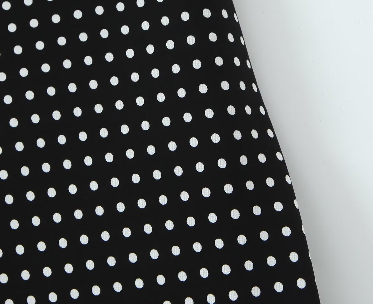 Women Clothing French Vacation Polka Dot Backless Sexy Halter Cami Dress