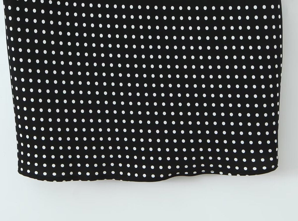 Women Clothing French Vacation Polka Dot Backless Sexy Halter Cami Dress