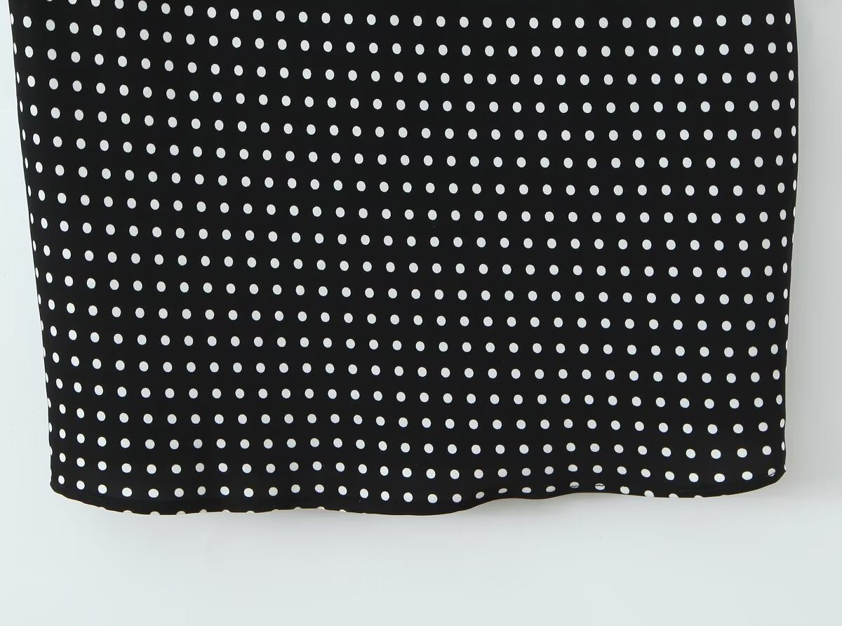 Women Clothing French Vacation Polka Dot Backless Sexy Halter Cami Dress