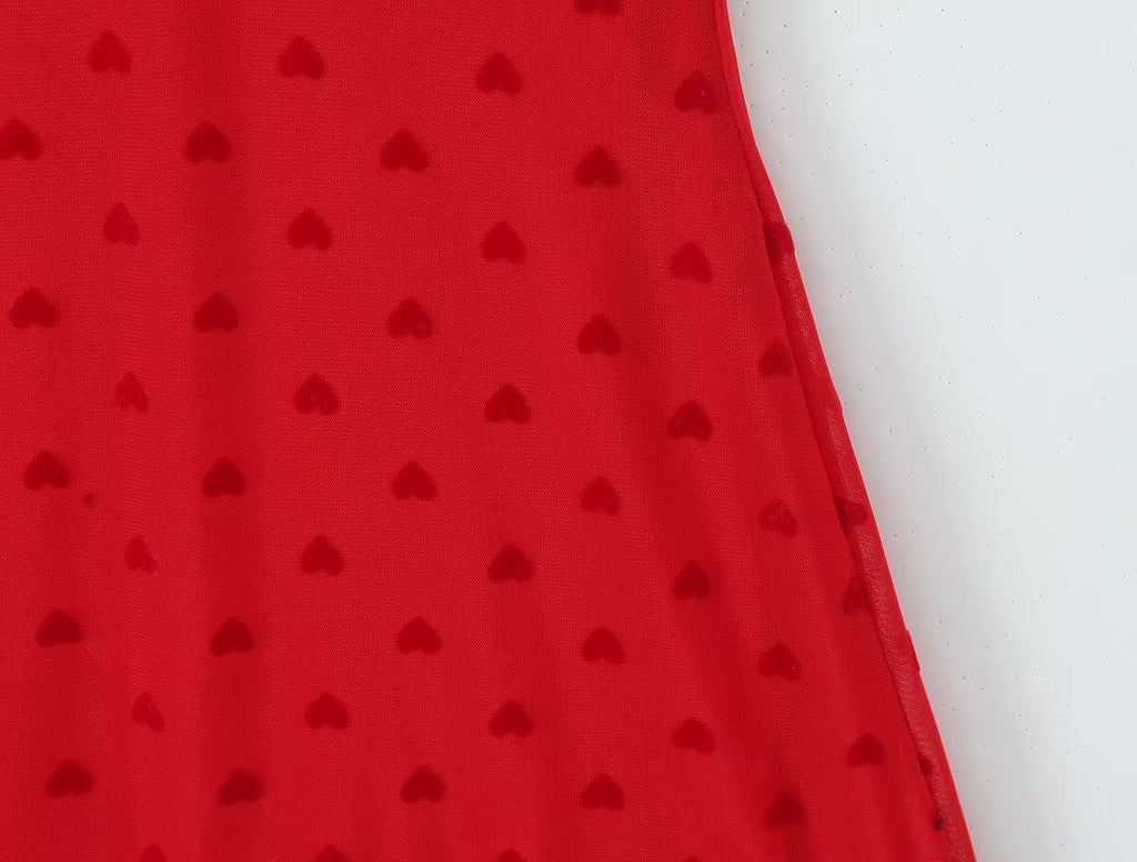 Women Clothing Retro Easy Matching Love Polka Dot Ruffled Shoulder Strap V neck Strap Dress