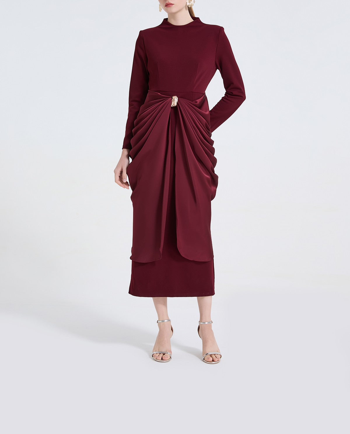 Women High Waisted Pleated And Figure Hugging Dress