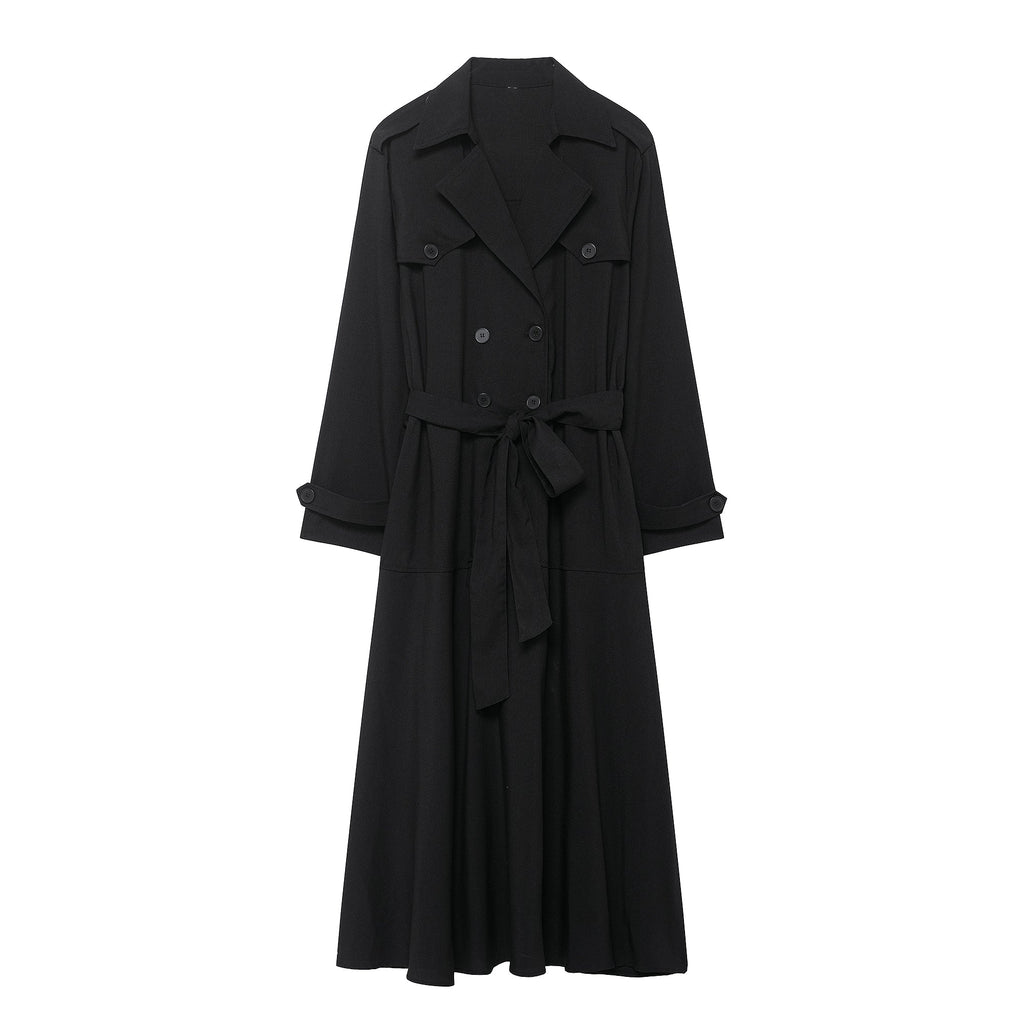 Autumn Winter Women Clothing Waist Controlled Western Trench Coat Dress Women