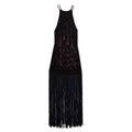 Women Clothing Hanging Collar Velvet Tassel Mid Length Midi Dress